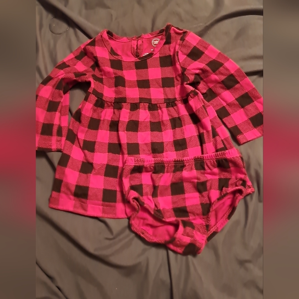 Wonder Nation Buffalo plaid dress, baby girl 3-6/6-9 months